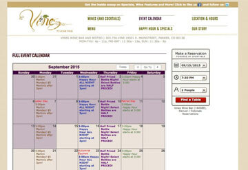 Vines Wine Bar event calendar