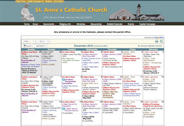 St. Anna's Catholic Church calendar