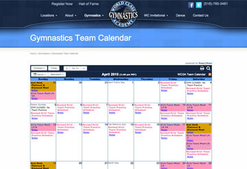 Gymnastics Team calendar