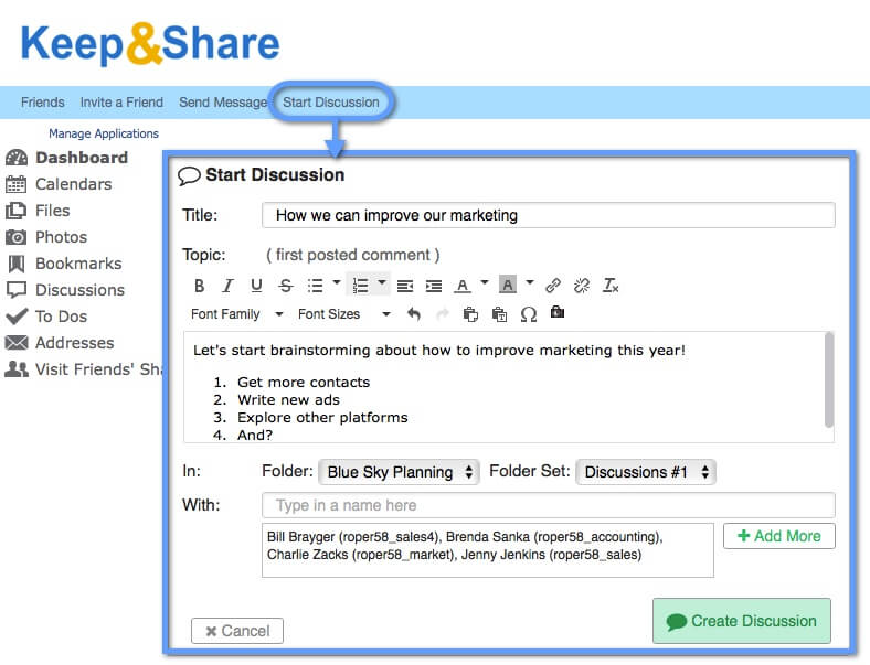 Simple Online Group Discussion Software Keep&Share