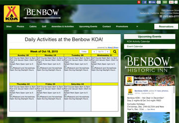 Benbow KOA calendar