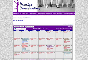 Premier Dance Academy calendar