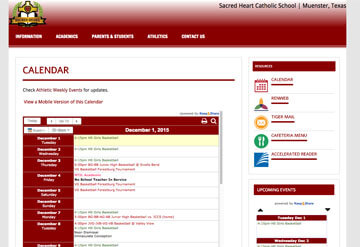 Sacred Heart Catholic School calendar
