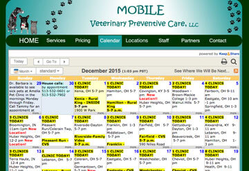 Mobile Vetinary Care calendar