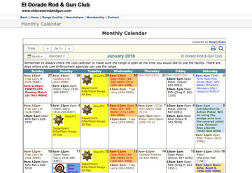 El Dorado Rod & Gun Club calendar