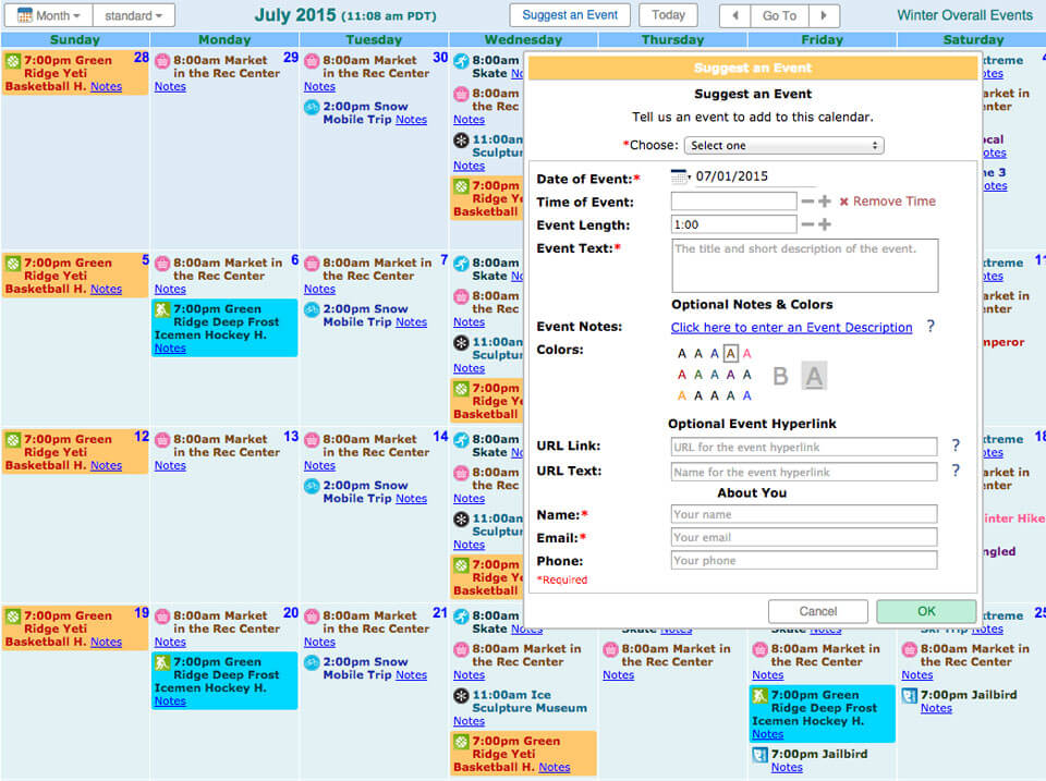 Screenshots & Live Sample Calendars Keep&Share