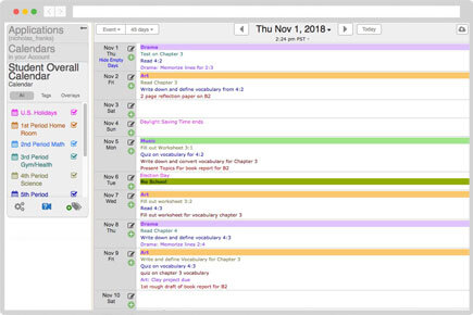 School lesson plan calendar