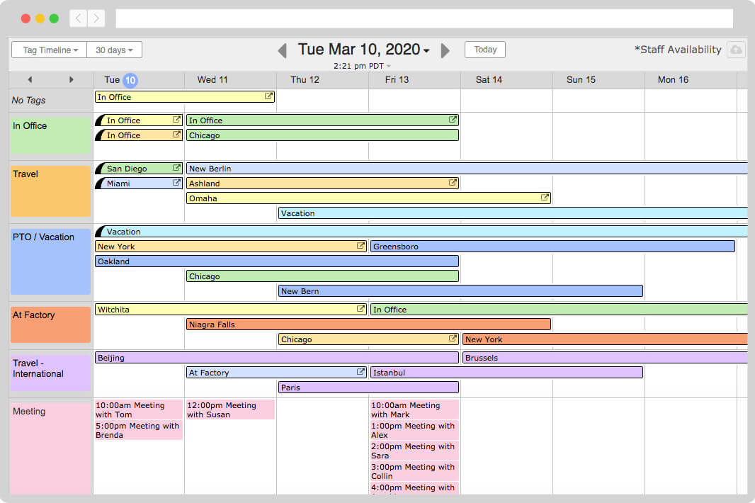 tag timeline calendar view