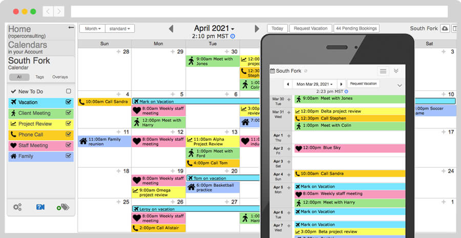 desktop and mobile calendar view